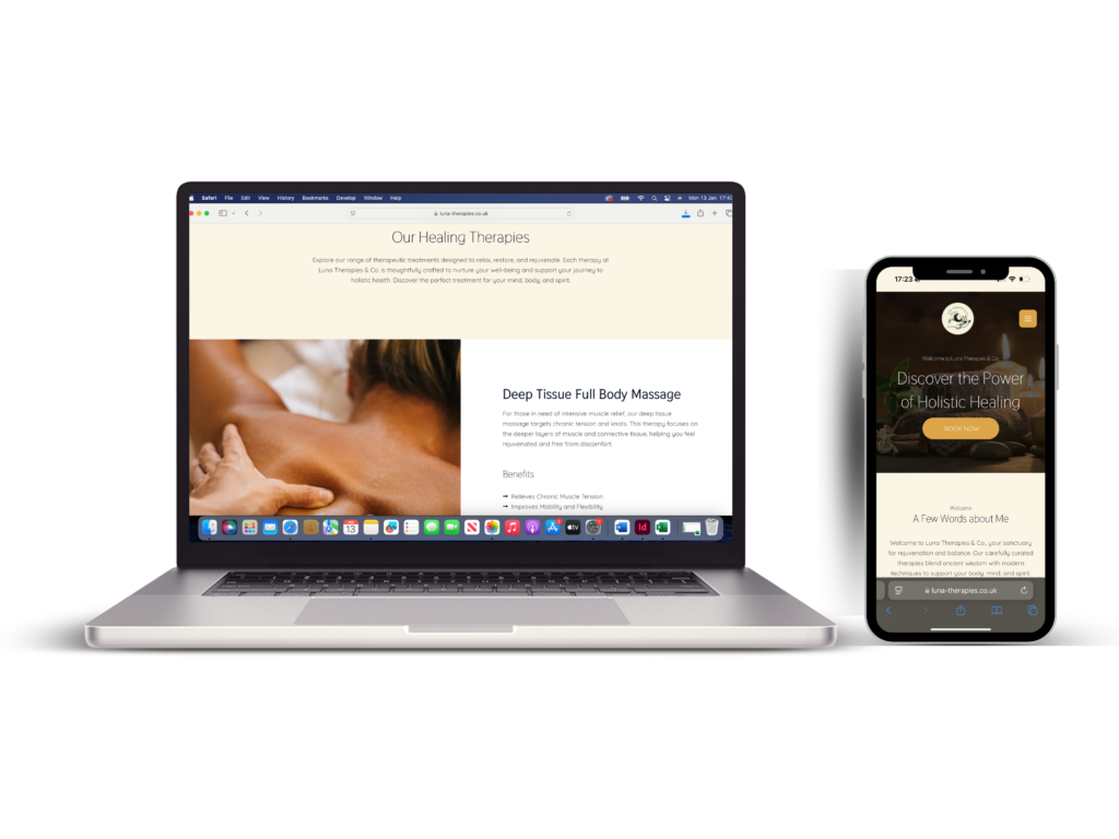 Screenshot of custom-designed website for small business client by Dolphin Web Services